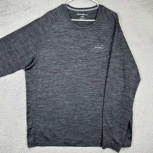 Eddie Bauer Freedry T-Shirt Adult 2xlt Tall Black Grey Long Sleeve Tee Logo Mens